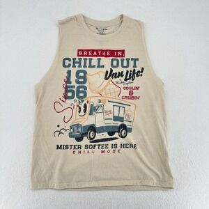 Mister Softee Graphic Muscle Tank Top Beige Ice Cream Truck LG